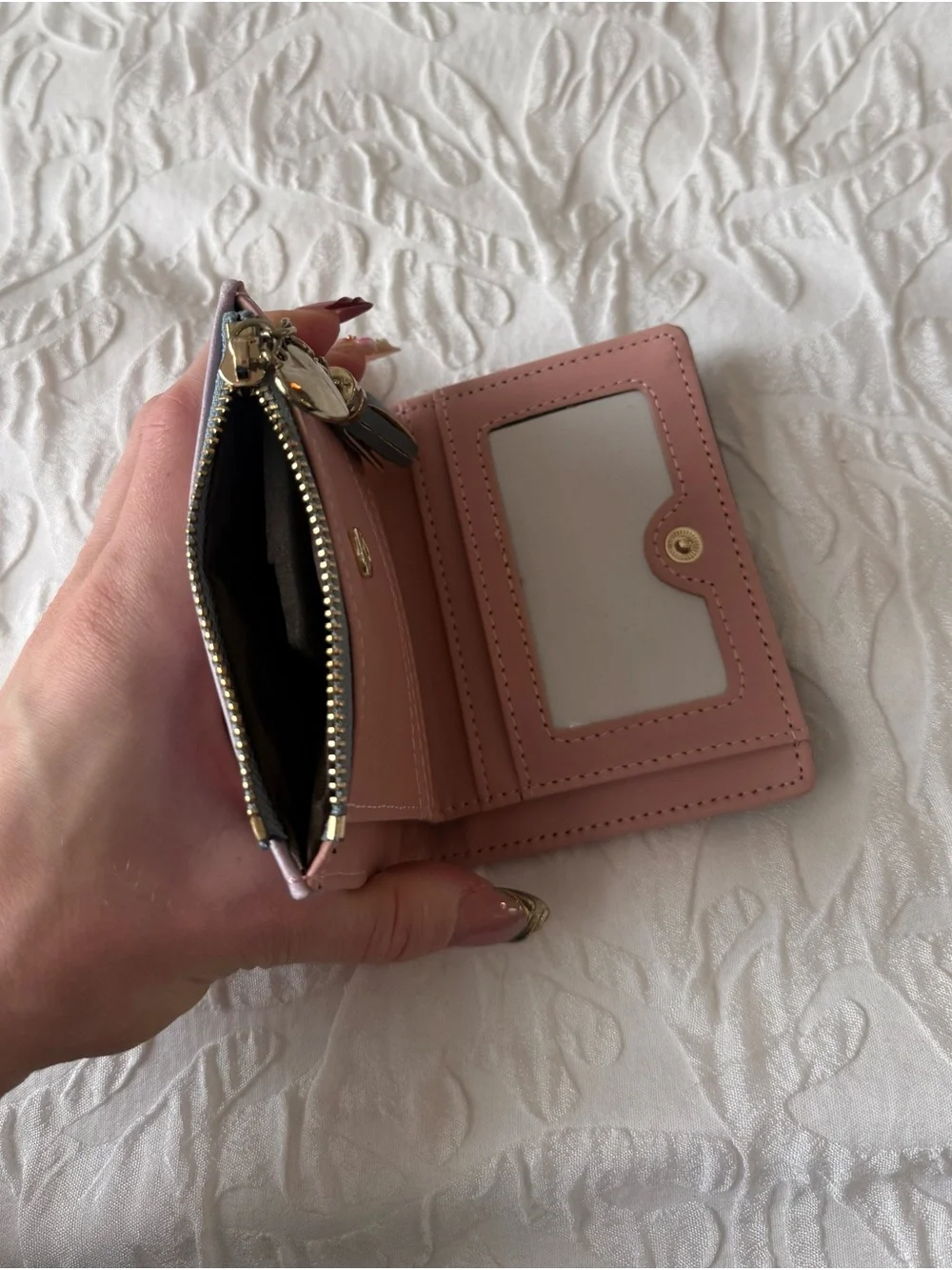 Women's Short Wallet Small Bi-fold Coin Pocket Tassel Charm Purple Blue New